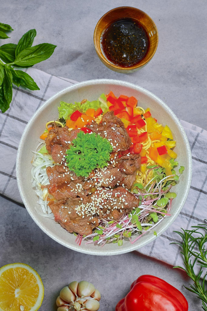Savory Stir-Fried Beef Salad & Noodles